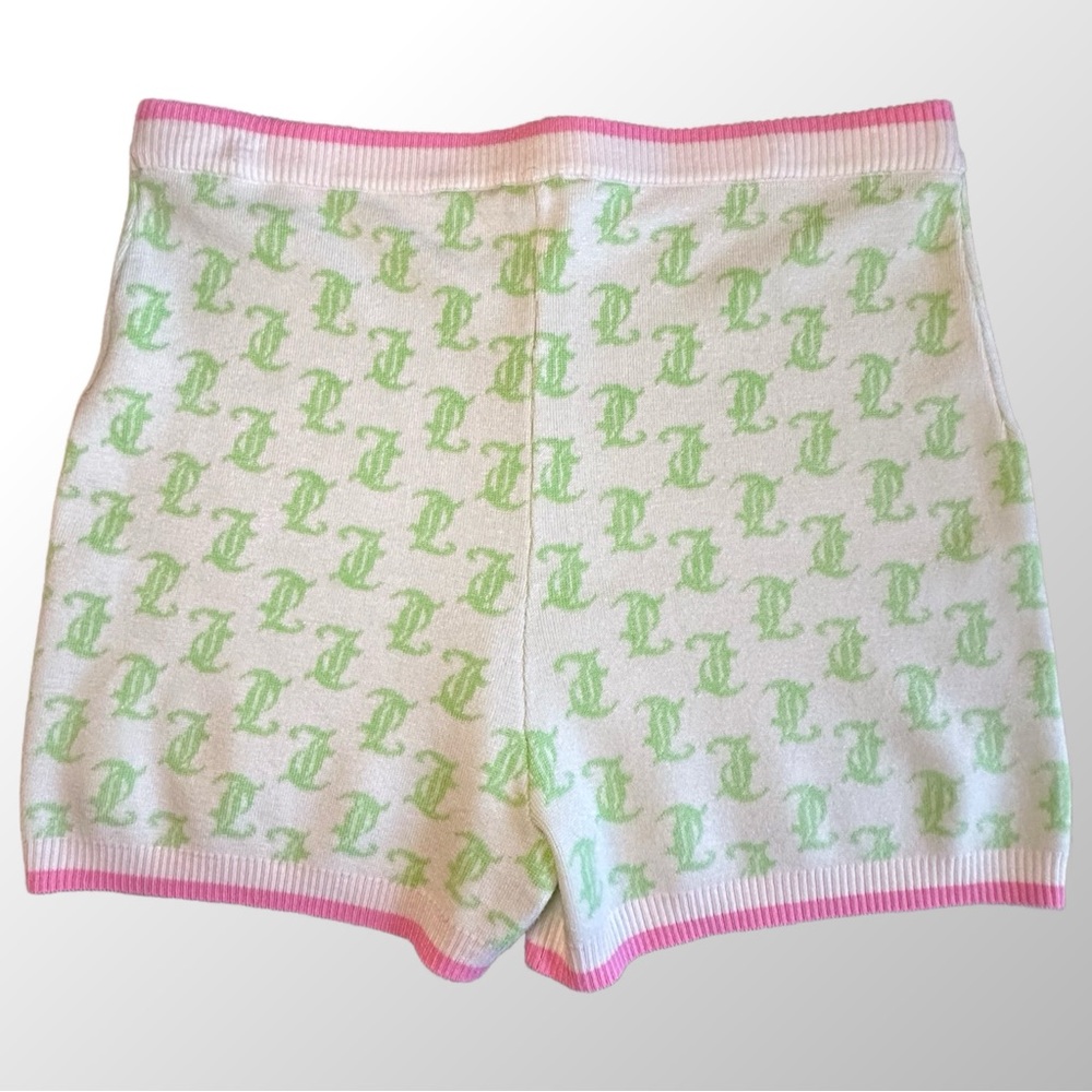 Juicy Couture Knit 2-piece Set Large Pink & Green Monogram‎ Crop Top & Short Y2K - Picture 9 of 16